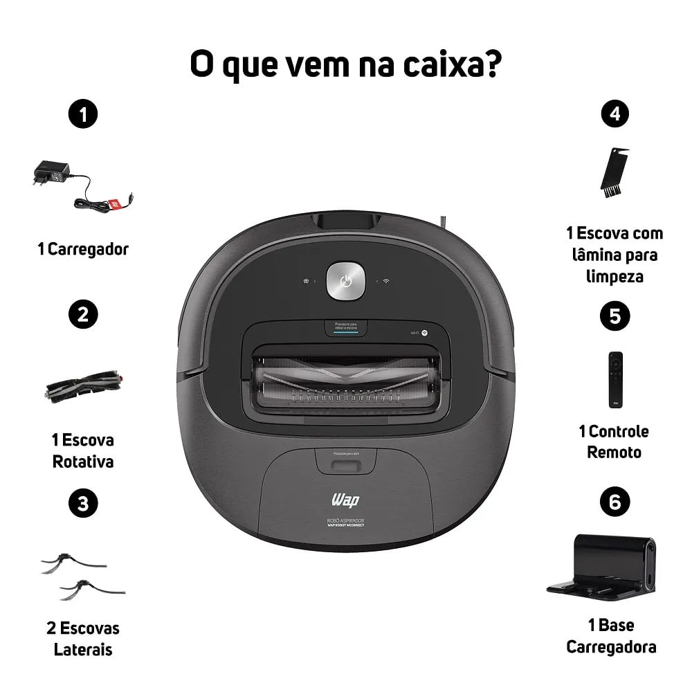 Robô Aspirador de Pó Wap WCONNECT Preto - Bivolt - Imagem 9